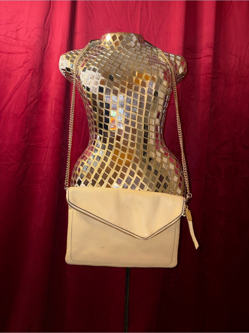 henri bendel Cream Crossbody Bag with Gold Chain Satchel - Picture 2 of 8
